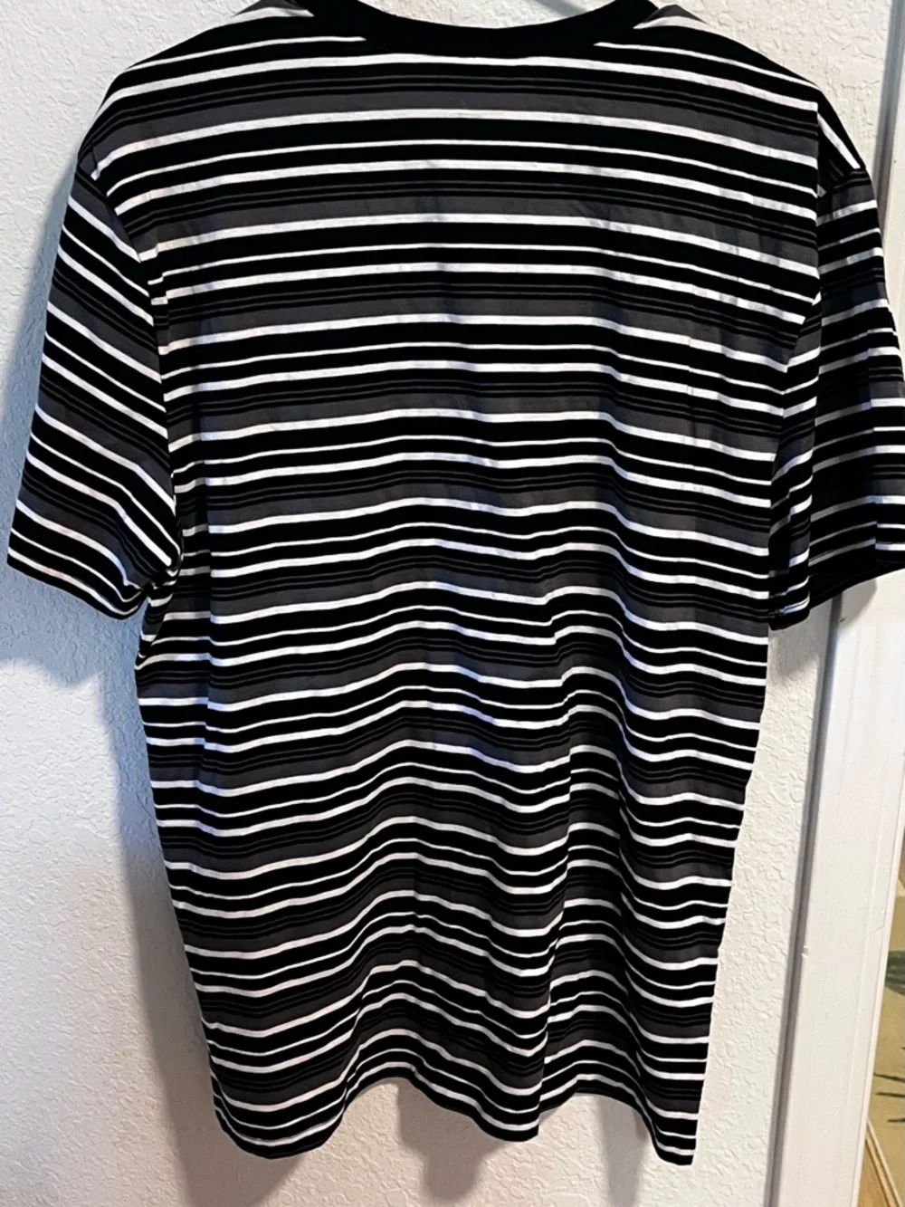Champion Striped Crewneck Tee in Black, White & Gray with Red Logo - Picture 3 of 5